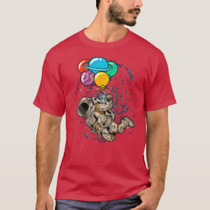Astronaut Holding Planet Ballons Universe Kid Wome T-Shirt
