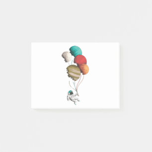 Astronaut Holding Planet Balloons Solar System Post-it Notes