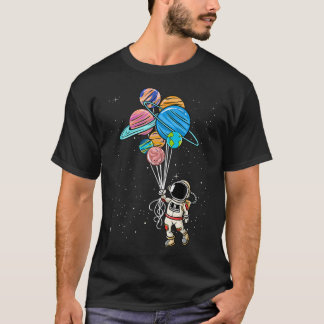 Astronaut Holding Planet Balloons Tshirt Boysgirls