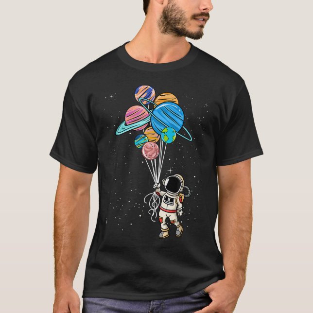 Astronaut Holding Planet Balloons Tshirt Boysgirls (Front)