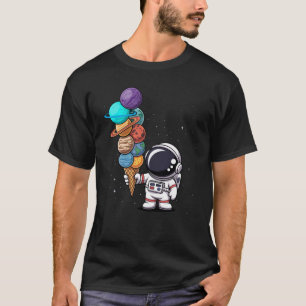 Astronaut Holding Planet Ice Cream Cone SpaT-Shirt T-Shirt