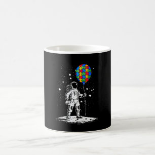 Astronaut Holding Puzzle Pieces Balloon Autism Awa Coffee Mug