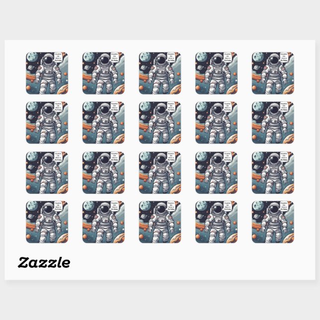 Astronaut Houston, We Have A Birthday!   Square Sticker (Sheet)
