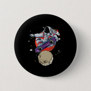 Astronaut Hoverboard Skater Skateboard Meteor Spac 6 Cm Round Badge