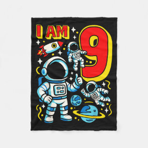 Astronaut I Am 9 Years Old Birthday Boy 10th Outer Fleece Blanket