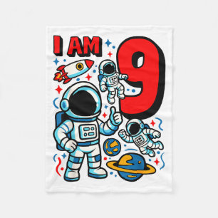 Astronaut I Am 9 Years Old Birthday Boy 10th Outer Fleece Blanket