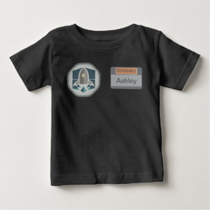 Astronaut Identity Badge and Rocket Logo Baby T-Shirt