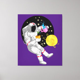 Astronaut in a cosmic background canvas print