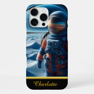 Astronaut in a vibrant orange suit iPhone 16 pro max case