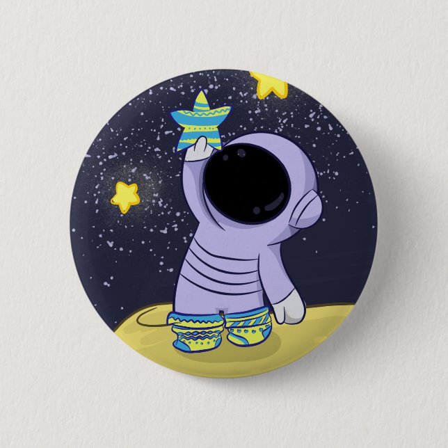 Astronaut in different socks button (Front)