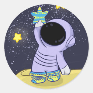 Astronaut in different socks round sticker