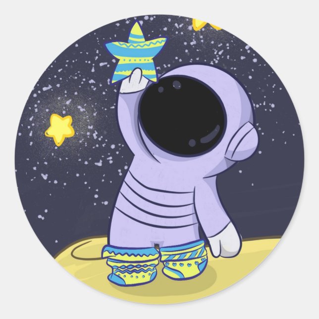 Astronaut in different socks round sticker (Front)