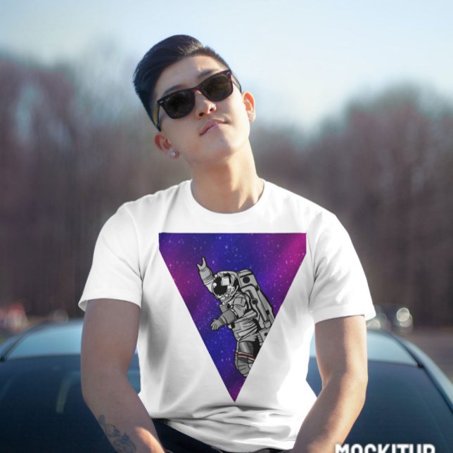 Astronaut in galaxy Purple and blue geeks graphic T-Shirt (Creator Uploaded)