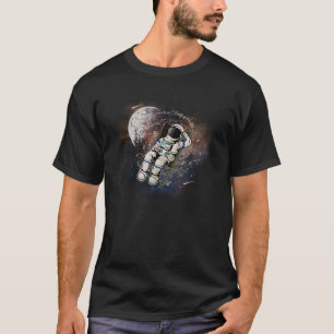 Astronaut in Lawn Chair Floats Through Outer Space T-Shirt