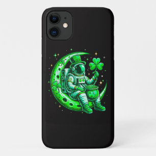 Astronaut in Moon Space Saint Patrick's Day iPhone 11 Case