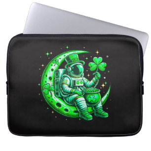 Astronaut in Moon Space Saint Patrick's Day Laptop Sleeve