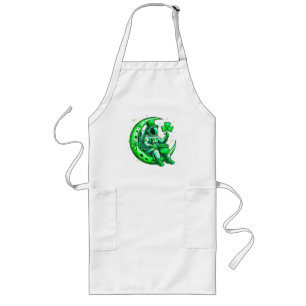 Astronaut in Moon Space Saint Patrick's Day Long Apron