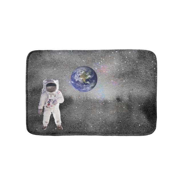 Astronaut in Outer Space Viewing Planet Earth  Bath Mat (Front)