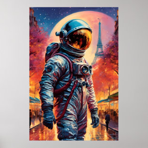 astronaut in Paris Poster