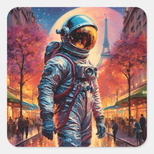 astronaut in Paris Square Sticker