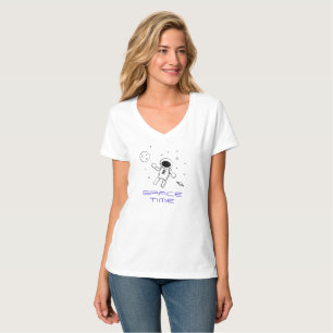 Astronaut In Space - Art in Black, White & Purple T-Shirt