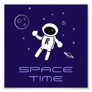 Astronaut In Space - Art in Purple, Black & White Photo Print