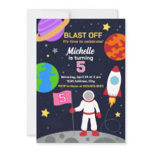 Astronaut in Space Birthday Invitation