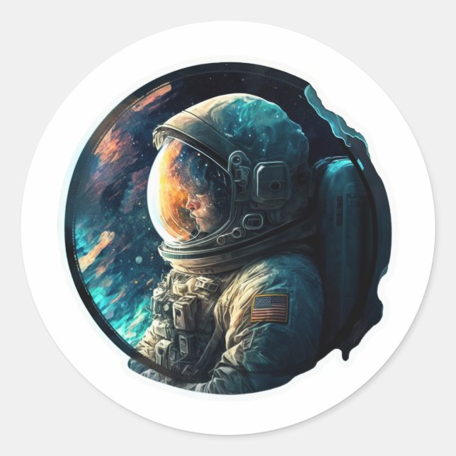 Astronaut in space classic round sticker (Front)