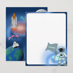 Astronaut in Space Galaxy Personalised Name Boys Card