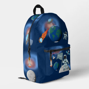 Astronaut in Space Galaxy Personalised Name Printed Backpack