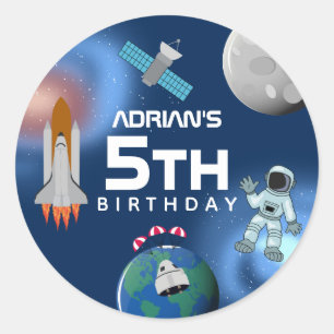 Astronaut in Space Galaxy Theme Birthday Party Classic Round Sticker