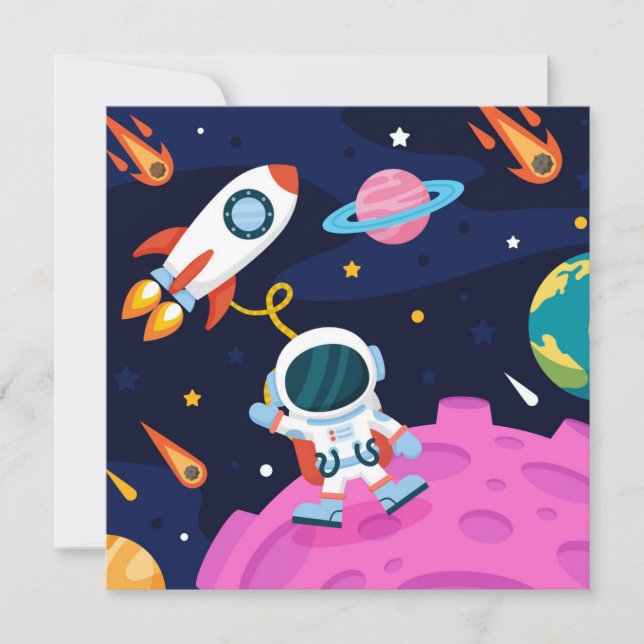 Astronaut in Space Holiday Card (Front)