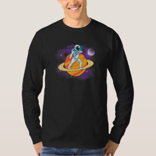 Astronaut In Space On Planet Saturn Listening To O T-Shirt