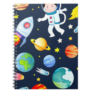 Astronaut in Space Planets and Rockets Pattern Notebook