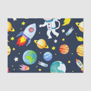 Astronaut in Space Planets and Rockets Pattern Tissue Paper