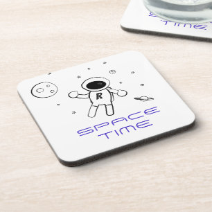 Astronaut In Space - Sketched Art in Black & White Coaster