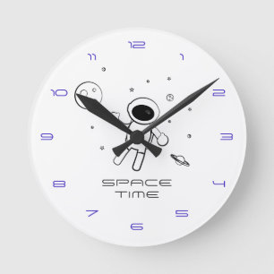 Astronaut In Space - Sketched Art in Black & White Round Clock