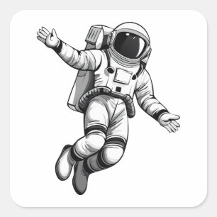 Astronaut in space square sticker