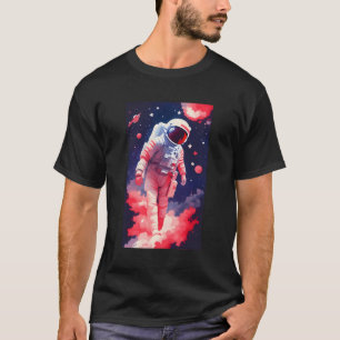 Astronaut In Space Stars Red White Blue Retro Vint T-Shirt