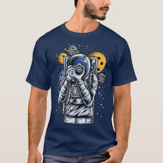 Astronaut in Space Taking Pictures Novelty Graphic T-Shirt