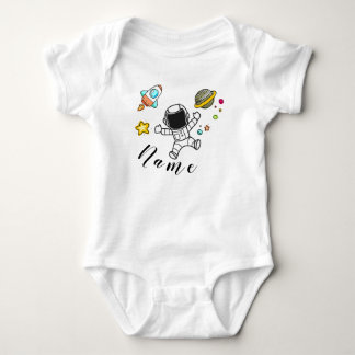 Astronaut in space with babies name baby bodysuit