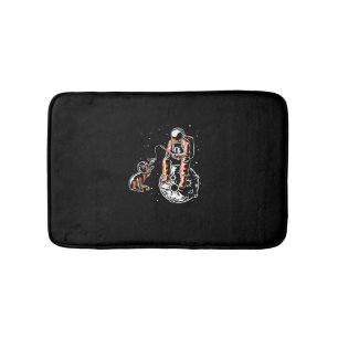Astronaut In Space With Cat Funny Cat Lover Bath Mat
