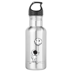 Astronaut in space with moon balloon cosmos stars 532 ml water bottle