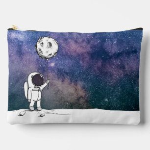 Astronaut in space with moon balloon cosmos stars accessory pouch