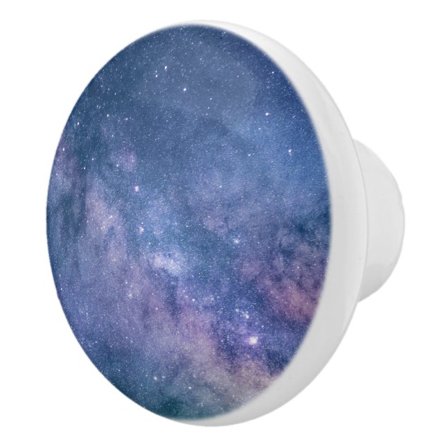 Astronaut in space with moon balloon cosmos stars ceramic knob (Right)