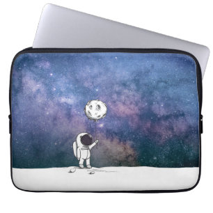 Astronaut in space with moon balloon cosmos stars laptop sleeve