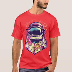 Astronaut in space with pizza and donut T-Shirt