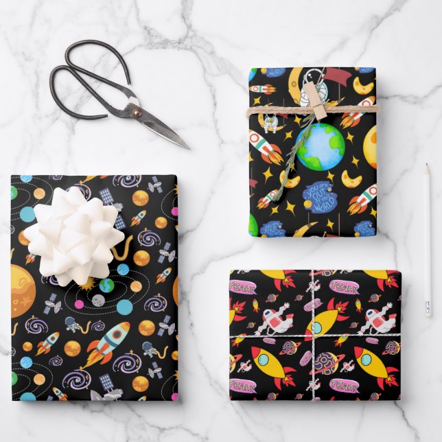 Astronaut In Space Wrapping Paper Sheet (Front)