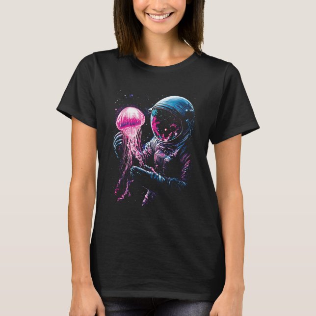 Astronaut Jellyfish Outer Space Explorer Galaxy Sc T-Shirt (Front)