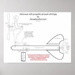 Astronaut jet pack whirligig design poster